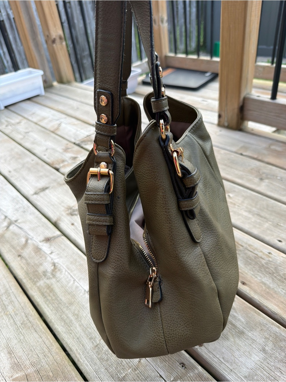 Poppy & Peonies Olive Green Hobo Shoulder Bag - Picture 10 of 16